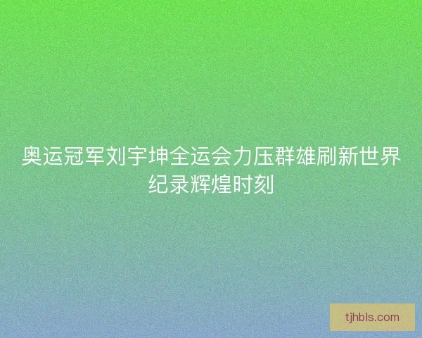 奥运冠军刘宇坤全运会力压群雄刷新世界纪录辉煌时刻